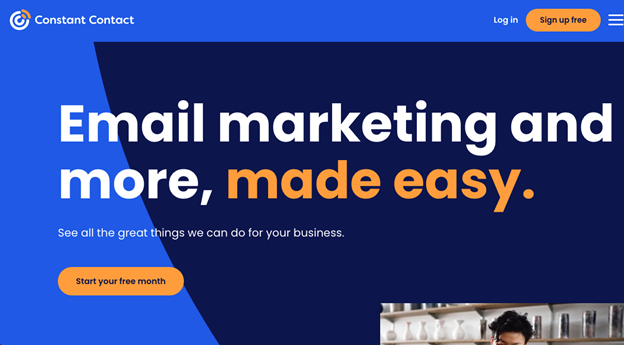 Constant Contact webpage screenshot
