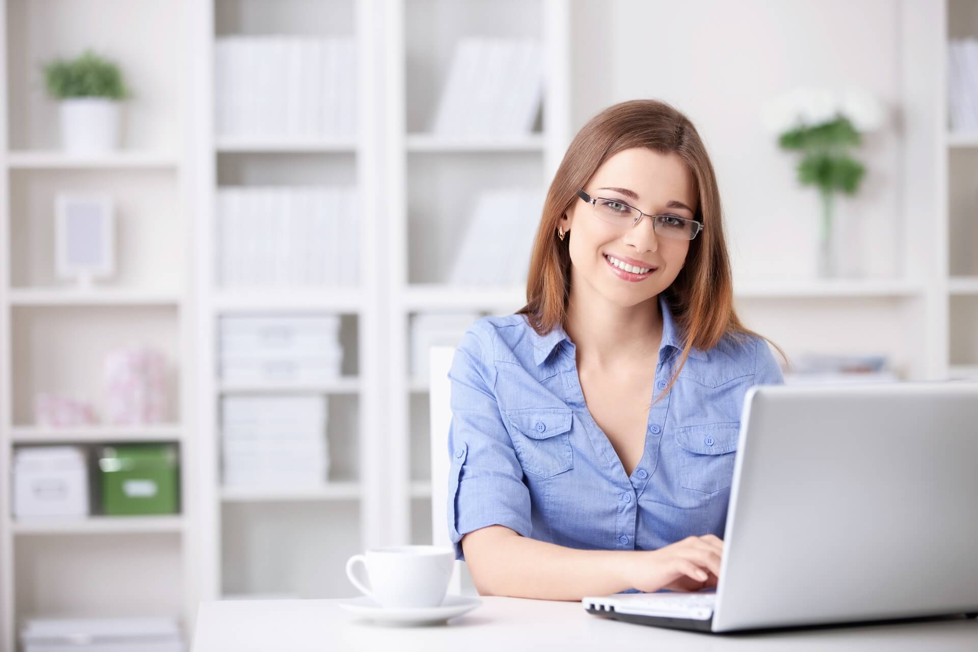 Young woman working on a laptop