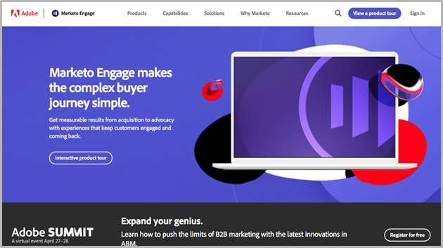 Marketo website screenshot