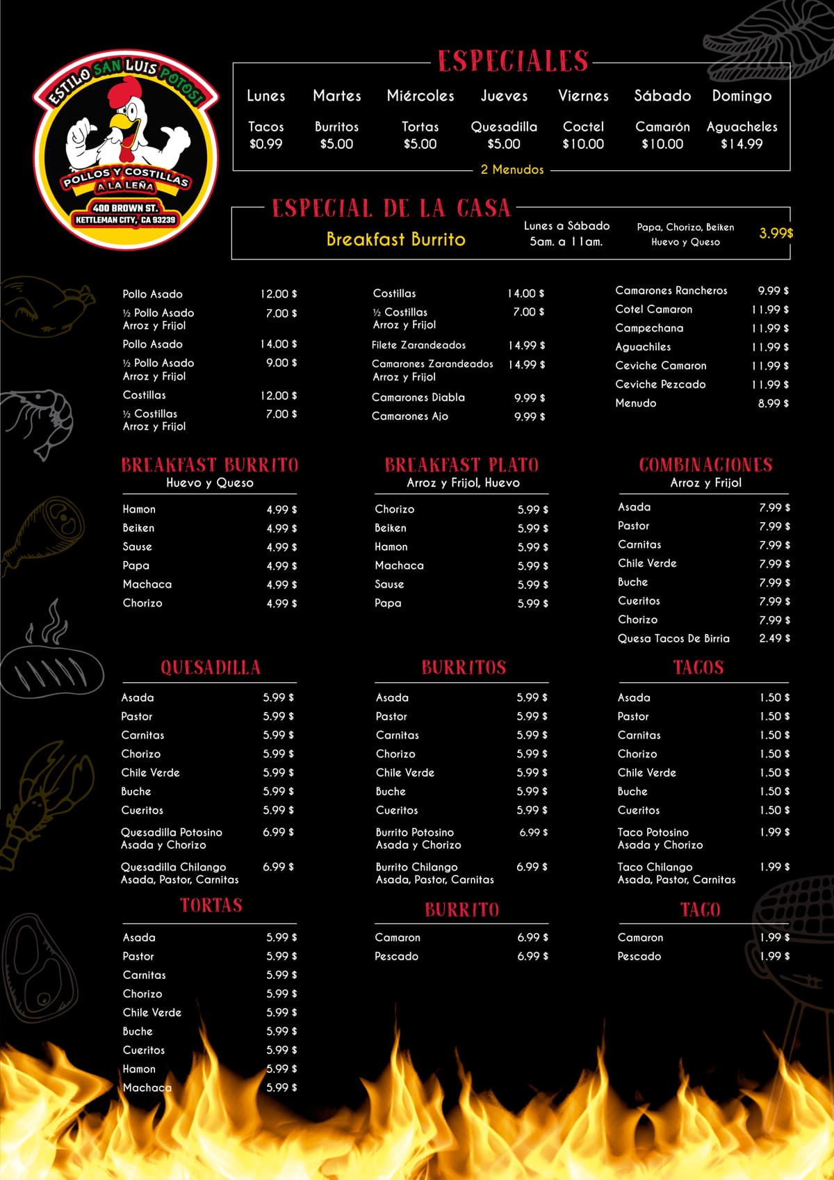 menu1 Mexican Food & Seafood Menu Design