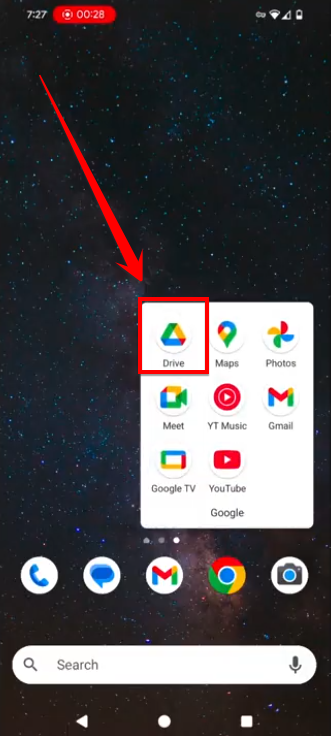 click on the google drive icon