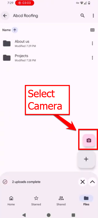 select the camera icon